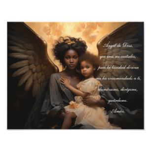 Impression Photo Angel noir Angele Dei en espagnol