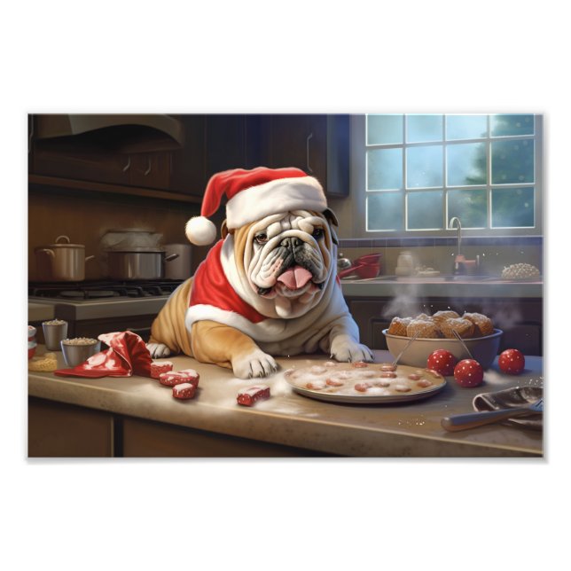 Impression Photo Anglais Bulldog Christmas Cookies Holiday (Devant)