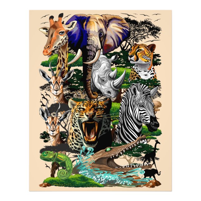 Impression Photo Animaux sauvages de la Savane africaine (Devant)