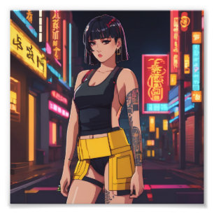 Impression Photo Anime Cyber Punk Girl Tokyo nuit