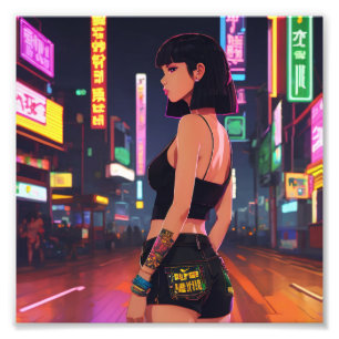 Impression Photo Anime Punk Girl Cruising City Nil Lumières