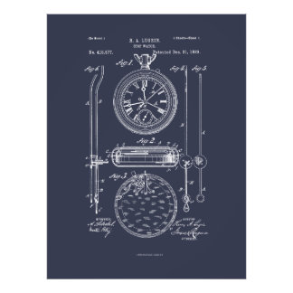 Impression Photo Antique Stopwatch, 1889 Brevet