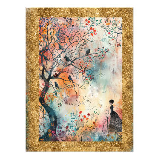 Impression Photo *~  AP95 Art floral fantaisiste NATURE FEMME OISEA