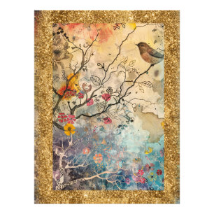 Impression Photo *~  AP95 Art floral fantaisiste Nature OISEAU  Pai
