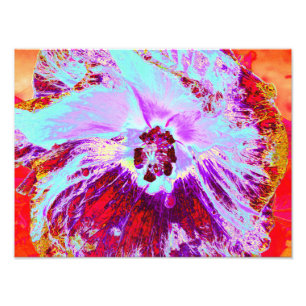 Impression Photo Aqua tropicale Abstraite et fleur d'Hibiscus pourp