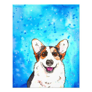 Impression Photo Aquarelle adorable Tricolor Corgi