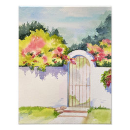 Impression Photo Aquarelle Arrière Porte de jardin Imprimer