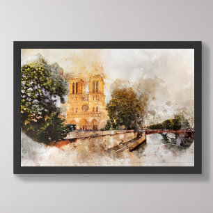 Impression Photo Aquarelle artistique de Notre-Dame Cathédrale Pari