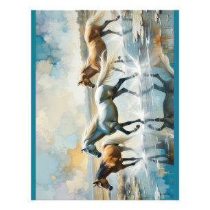 Impression Photo Aquarelle Chevaux sauvages