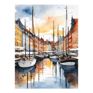Impression Photo Aquarelle de Copenhague