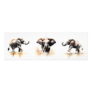 Impression Photo Aquarelle Eléphants Nature Art animal