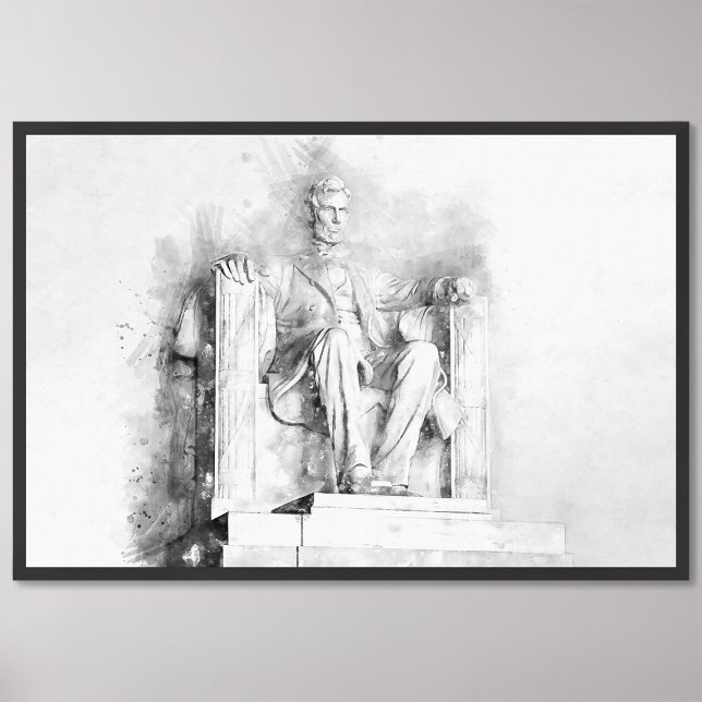 Impression Photo Aquarelle et dessin au crayon du Mémorial Lincoln (Créateur téléchargé)