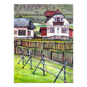 Impression Photo Aquarelle peinte à la main Transylvanie, Roumanie 