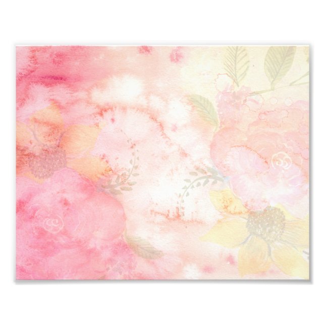 Impression Photo Aquarelle rose Arrière - plan floral (Devant)