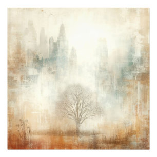 Impression Photo Arbre dans un paysage urbain, vieille photo, conce