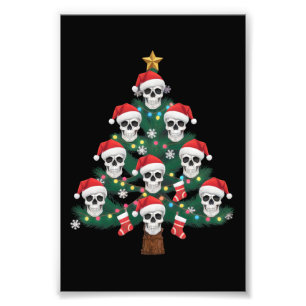 Impression Photo Arbre de Noël crâne Pijama Cool squelette Santa 