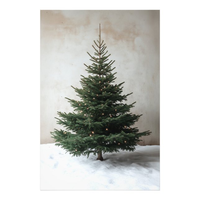 Impression Photo Arbre de Noël minimaliste avec lumière douce sur l (Devant)