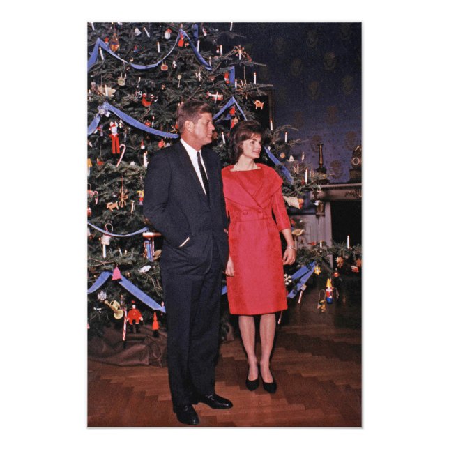 Impression Photo Arbre de Noël Président John Kennedy & Jacqueline (Devant)