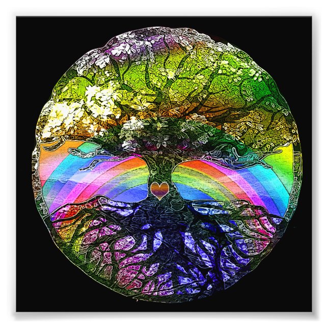 Impression Photo Arbre de vie avec Rainbow Heart (Devant)