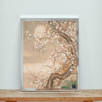 Arbre en fleurs de prune sous la lune