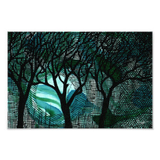Impression Photo Arbres à éclos sculptés à la main et croisés sur v