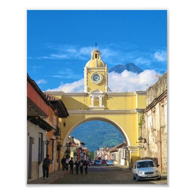 Impression Photo Arc de la Merced avec volcan au-dessus (Devant)