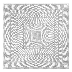 Impression Photo Argent et motif Checkered tordu par blanc
