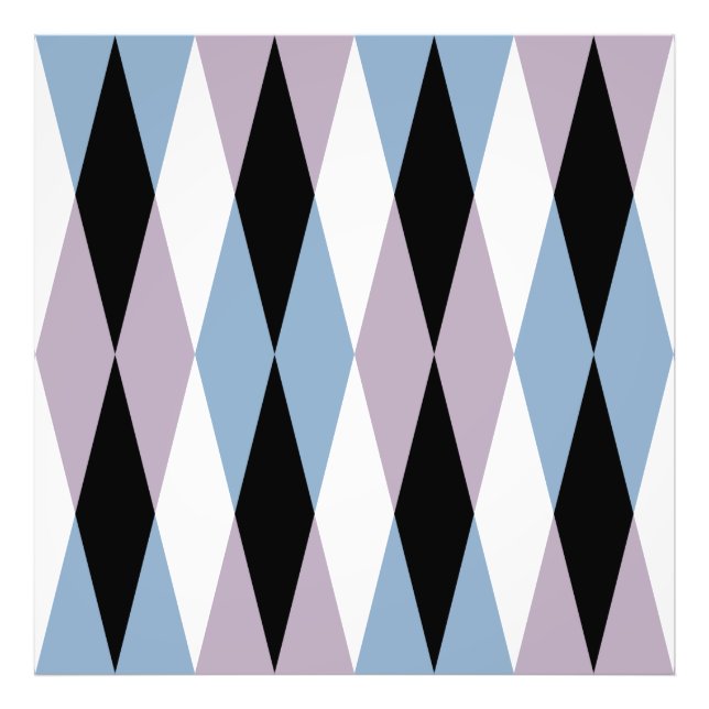 Impression Photo Arlequin Diamond Motif - Bleu et Dusty Lilac (Devant)