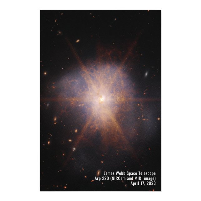 Impression Photo Arp 220 (image NIRCam et MIRI) James Webb (JWST) (Devant)