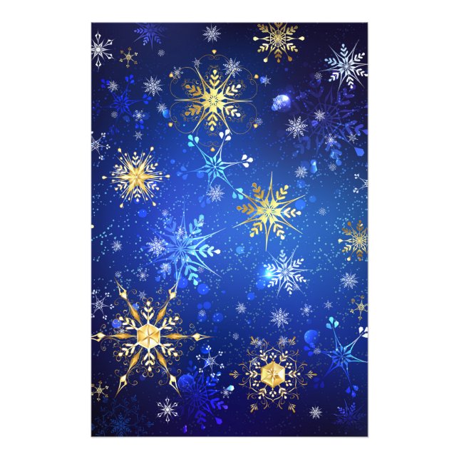 Impression Photo Arrière - plan Bleu XMAS avec des flocons de neige (Devant)