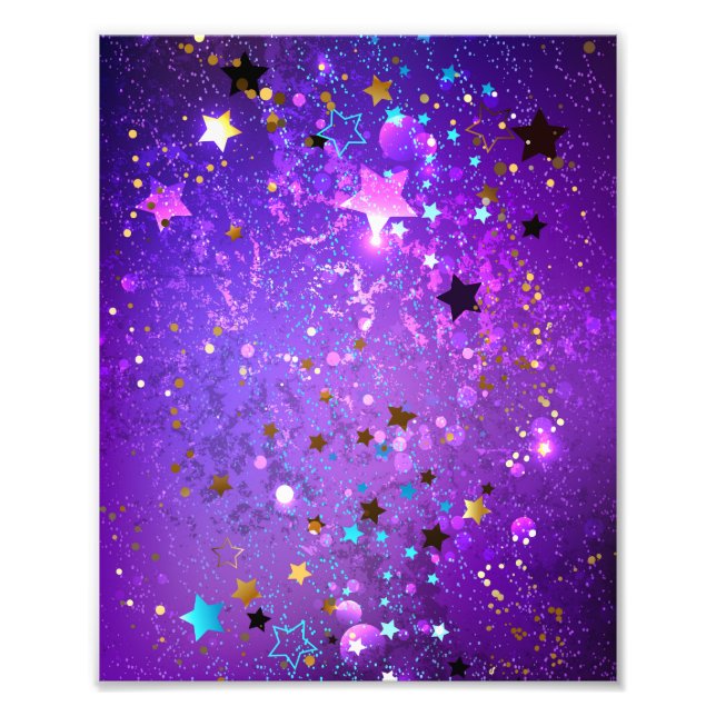Impression Photo Arrière - plan de feuille violet avec étoiles (Devant)