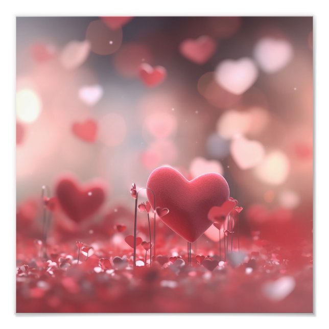 Impression Photo Arrière - plan de la journée Valentines avec coeur (Devant)
