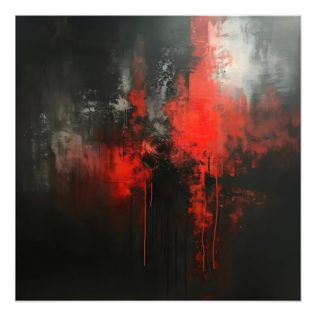 Impression Photo Art Abstrait noir rouge (Devant)