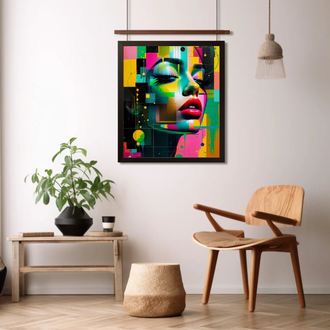 Impression Photo Art contemporain Portrait moderne Femmes Rose vert (Créateur téléchargé)