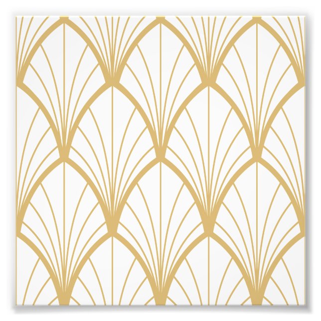 Impression Photo art déco, belle, ventilateur motif, or, blanc, vin (Devant)