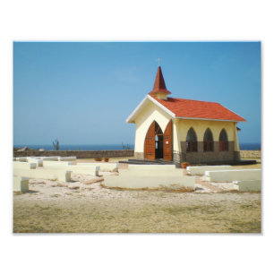 Impression Photo Art du désert, architecture d'église de plage trop