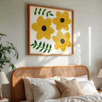 Art graphique de fleurs moderne jaune gras