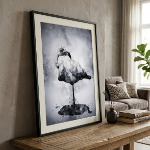 Impression Photo Art moderne au lavis d'aquarelle noir et blanc de