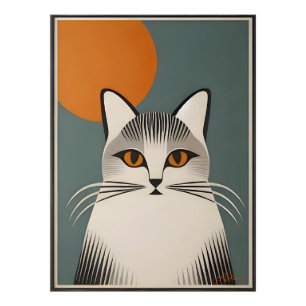Impression Photo Art Moderne du Milieu du Siècle Le Chat Gris