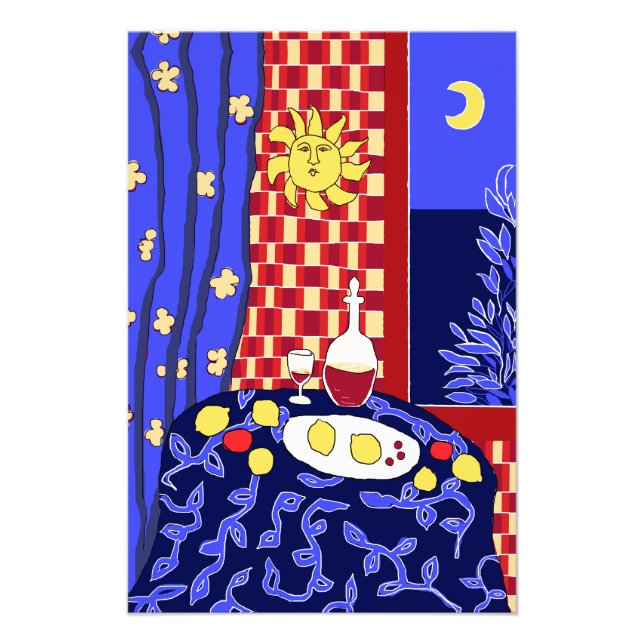 Impression Photo Art moderne Vie morte avec citrons et vin (Devant)