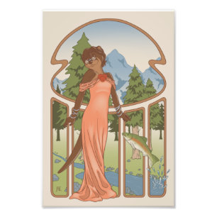 Impression Photo Art Nouveau Otter Furry Print