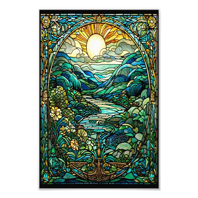 Impression Photo Art Nouveau Verre Tiré Soleil Levant Paysage Art (Devant)