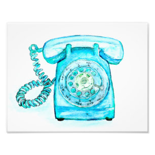 Impression Photo Art téléphonique bleu rétro Imprimer Vintage