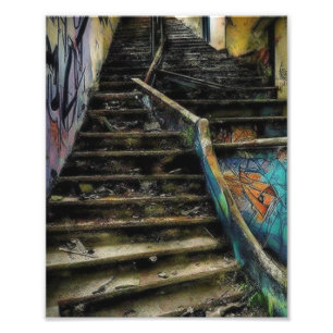 Impression Photo Art urbain sur escaliers Bâtiment abandonné
