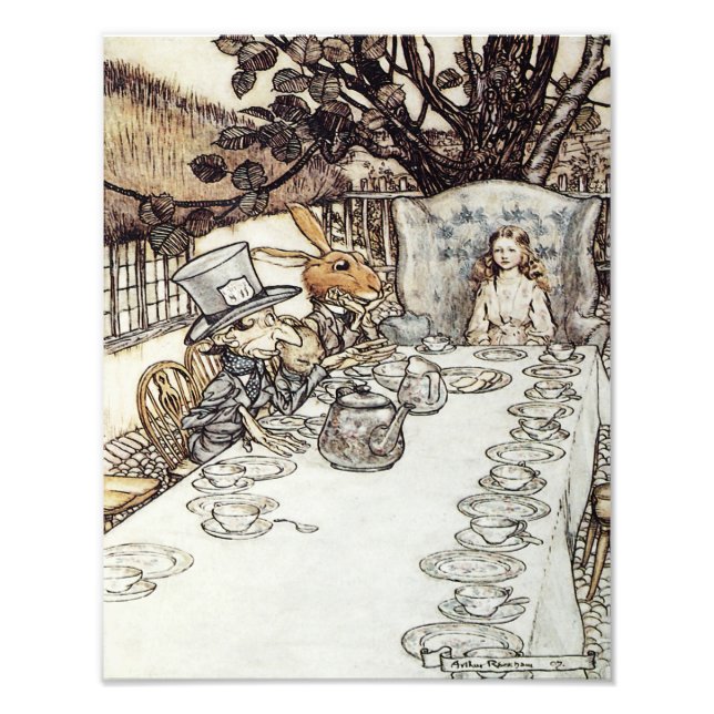 Impression Photo Arthur Rackham 1907 "The Mad Tea Party" Imprimer (Devant)