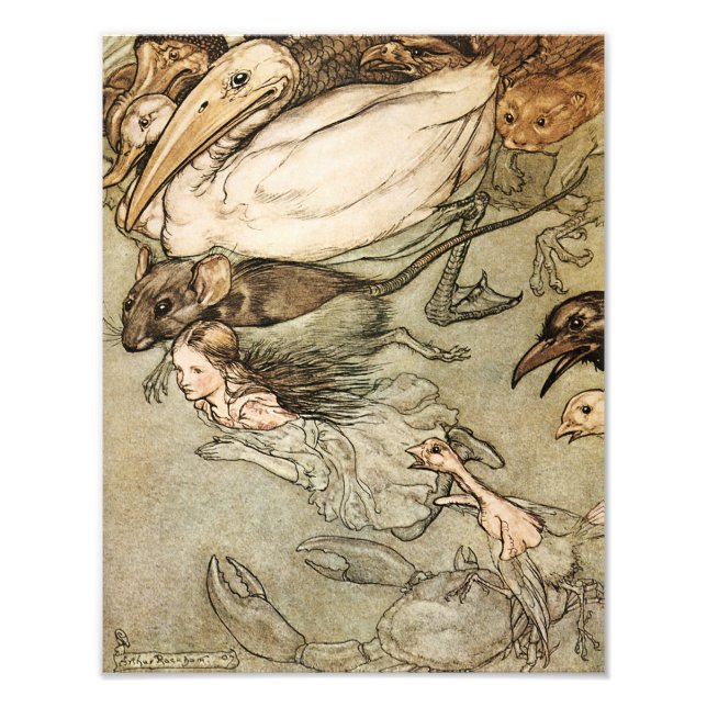 Impression Photo Arthur Rackham 1907 "The Pool of Tears" Print (Devant)