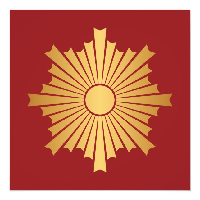 Impression Photo Asahiko Kamon Japonais Crest Gold en rouge (Devant)