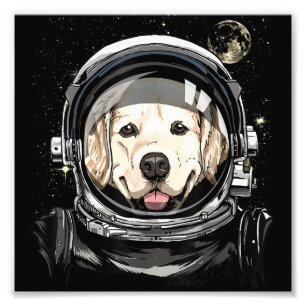 Impression Photo Astronaute De L'Espace Golden Retriever Lover Pet 