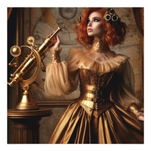 Impression Photo Astronome en or victorien Steampunk