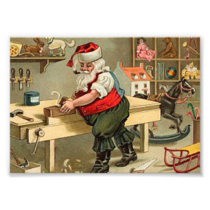 Impression Photo Atelier de Noël du Père Noël vintage